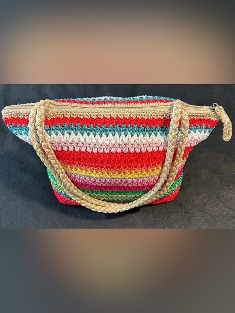 The Sak Rainbow Stripe Crochet Shoulder Bag - Boho Y2K - Picture 5 of 5